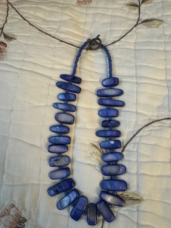 Blue Statement Beaded Necklace - Women Jewelry - Picture 1 of 1